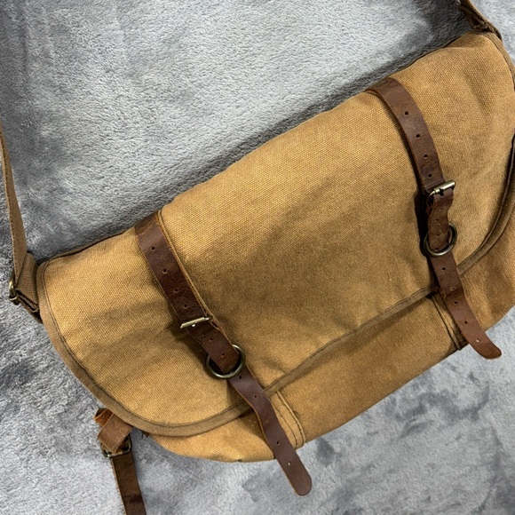 Rothco Canvas Leather Distressed Messenger Crossbody Bag 15” Computer Military - Picture 16 of 16